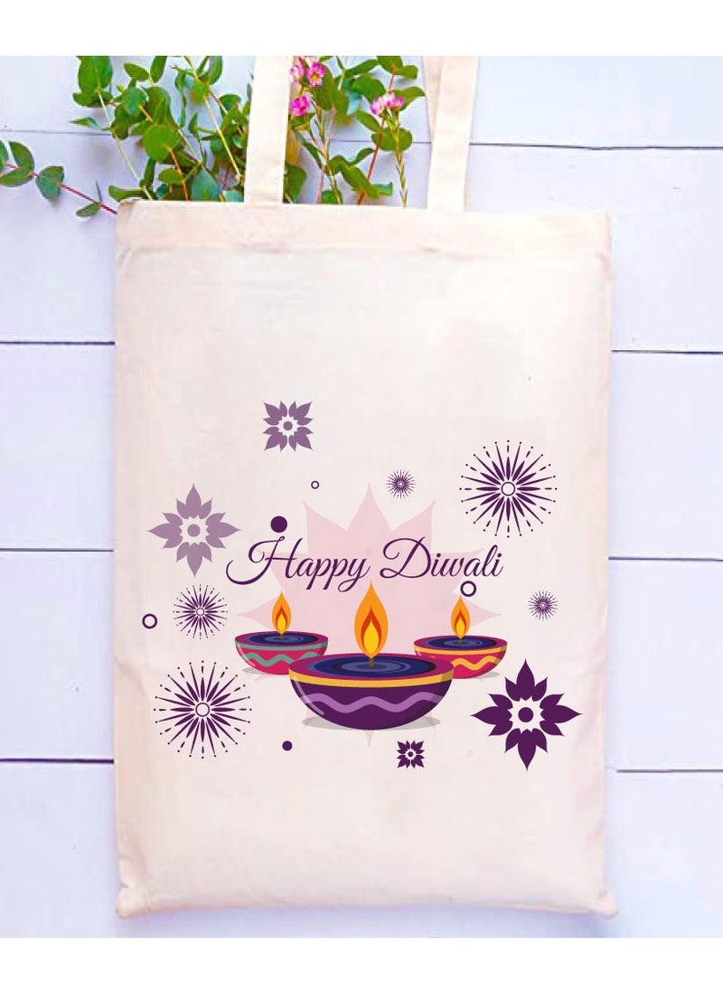 PRINTSHOP4ME Happy Diwali Printed Canvas Cotton Bags - Gifts for Friends and Family - Reusable Shopping Bags - Party Bags  - Image 2