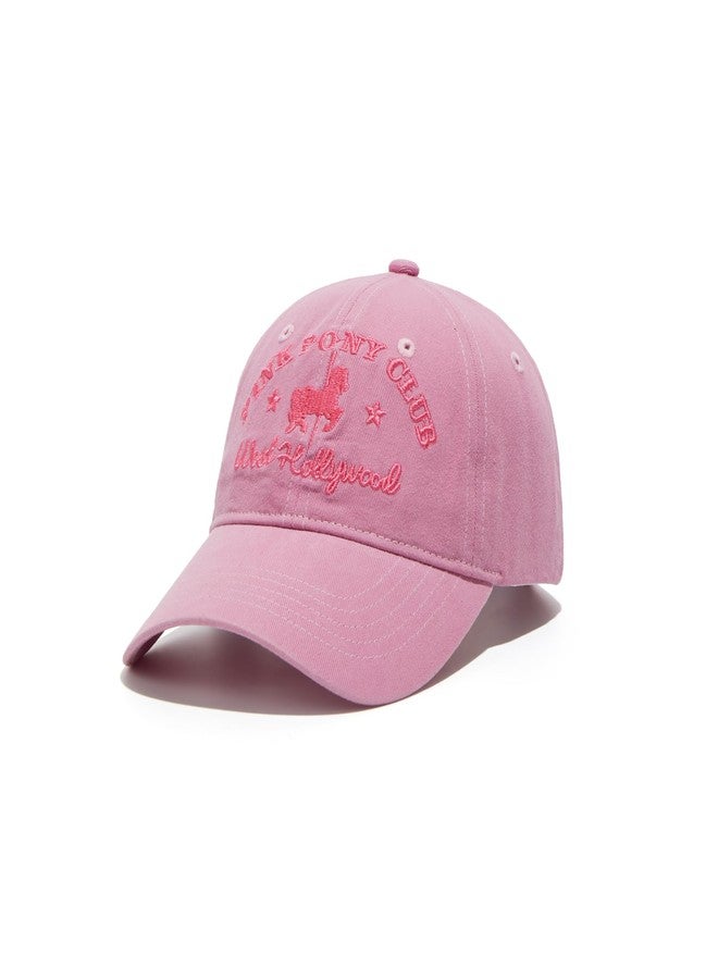 BOTVUG Pink Pony Club Embroidered Trucker Hat Women Baseball Cap Adjustable Cotton dad hat., Pink, 7 3/8 - Image 2