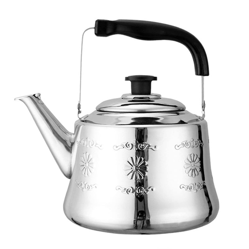 Dicunoy Dicunoy Stovetop Tea Kettle 32 Quart Silver Water Kettle Stainless Steel Vintage Fast Boiling Tea Pot Mirror Finish Flower Pattern Ergonomic Handle 