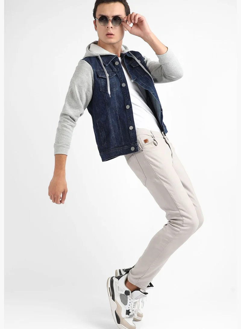 Campus Sutra Stylish Color block Jeans Jacket