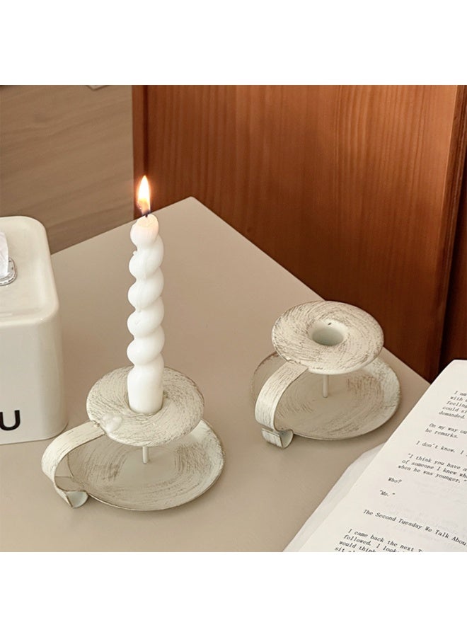 حامل شموع صغير على شكل فنجان شاي بلمسة عتيقة ومتهالكة مجموعة من 2 قطعة - Image 4