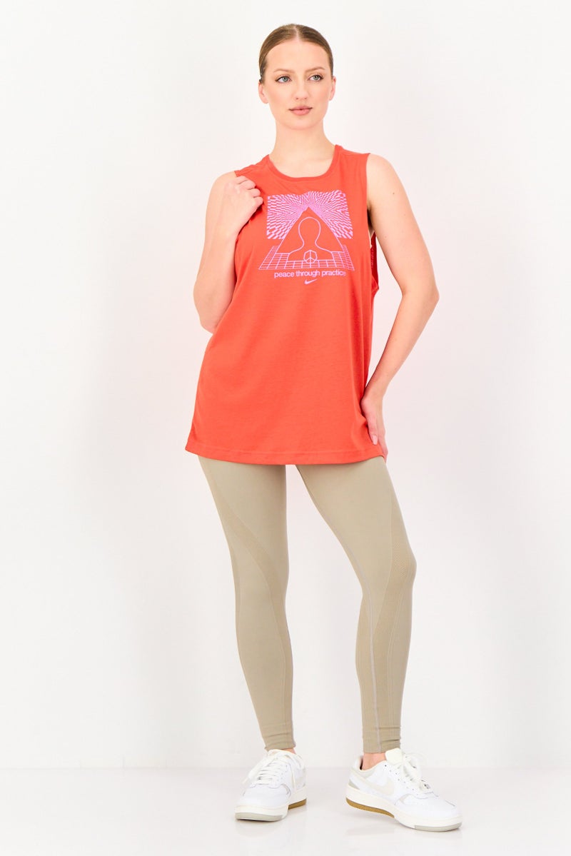 Nike Women Dri-Fit Sleeveless Yoga Top, Red - Image 4