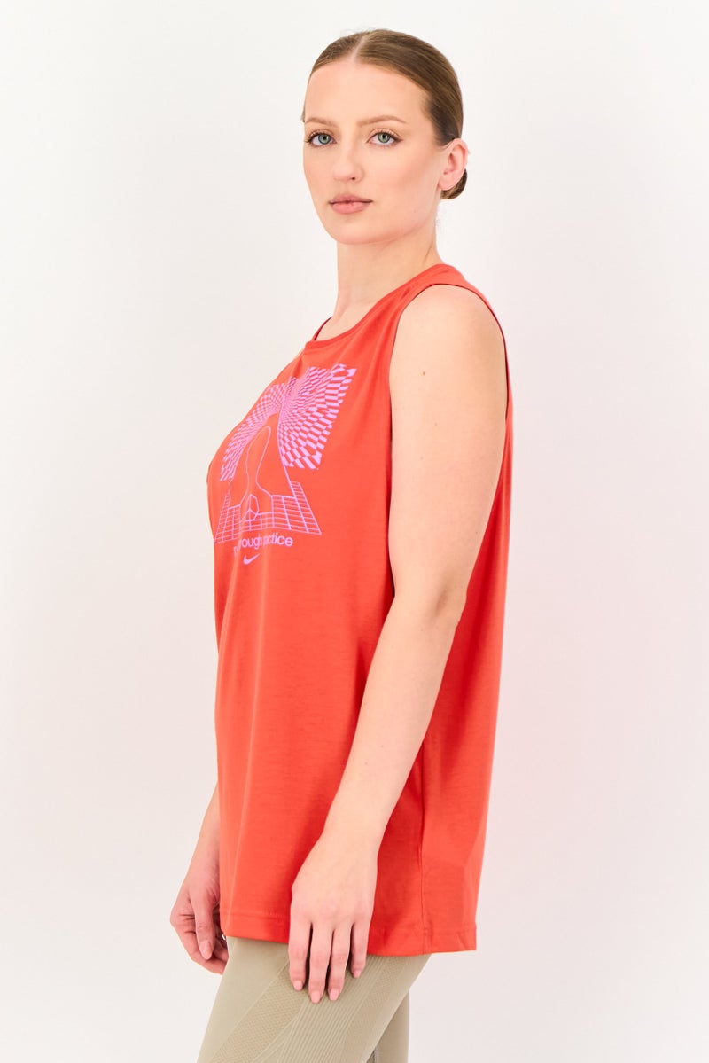 Nike Women Dri-Fit Sleeveless Yoga Top, Red - Image 3