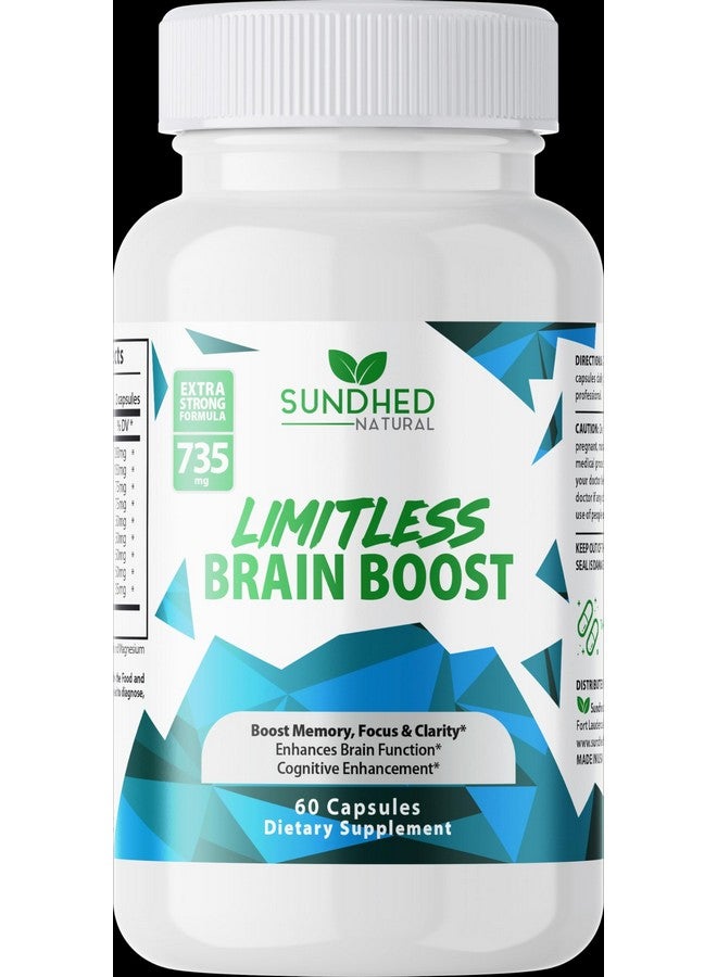 Sundhed Natural Limitless Brain Boost (60 caps) - Memory, Focus, Mental Clarity - Nootropics Scientific Formula for Enhance Performance, Super Ginkgo Biloba, St John Wort Extract, DMAE - Image 1