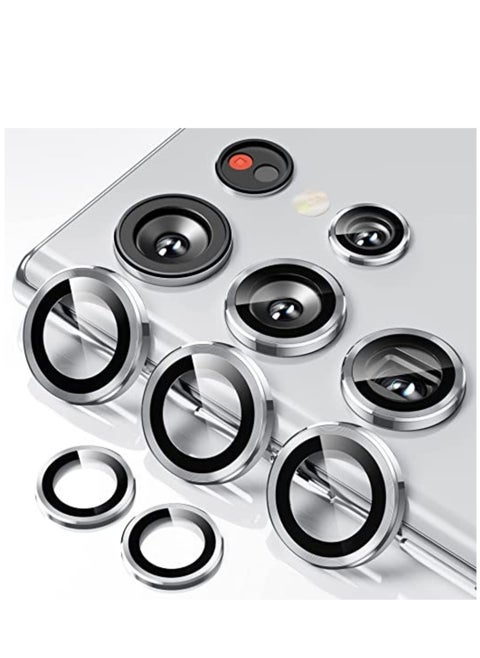 [5 in 1] Camera Lens Protector for Samsung S23 Ultra, Scratch-Resistant Ultra-Thin Tempered Glass with Aluminum Edge, Drop-Proof Alloy Camera Screen Protector for S23 Ultra (S23 Ultra, Silver)