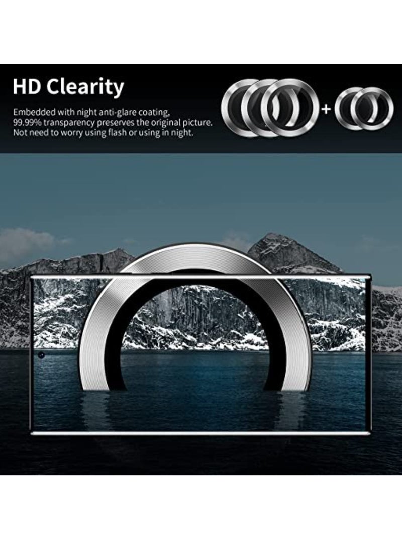 [5 in 1] Camera Lens Protector for Samsung S23 Ultra, Scratch-Resistant Ultra-Thin Tempered Glass with Aluminum Edge, Drop-Proof Alloy Camera Screen Protector for S23 Ultra (S23 Ultra, Silver)
