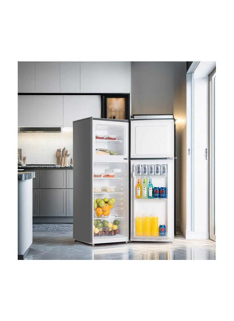 Arrow - Refrigerator with Top Freezer, 132L - 4.7 Cu. Ft. Capacity with Mechanical Temperature Control, Manual Defrost, Transparent Door Rack, Adjustable Legs, and Normal Ice Maker, Silver color | Model No: RO-220RDH - Image 1