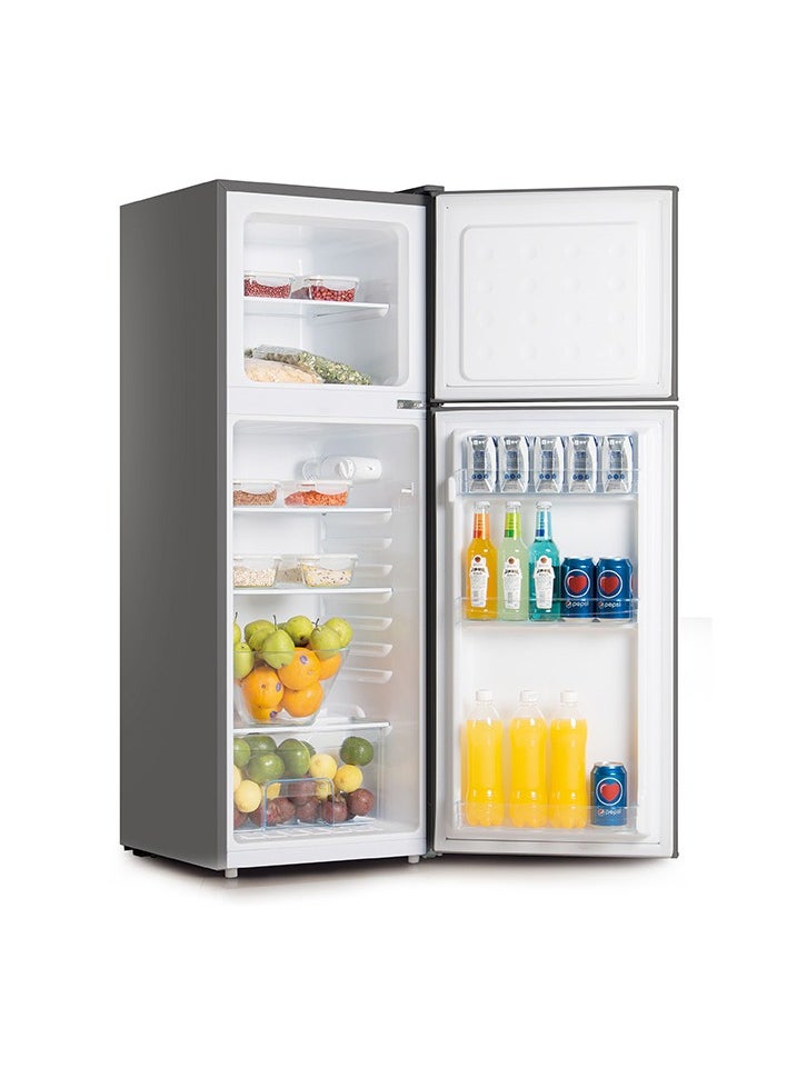 Arrow - Refrigerator with Top Freezer, 132L - 4.7 Cu. Ft. Capacity with Mechanical Temperature Control, Manual Defrost, Transparent Door Rack, Adjustable Legs, and Normal Ice Maker, Silver color | Model No: RO-220RDH - Image 1