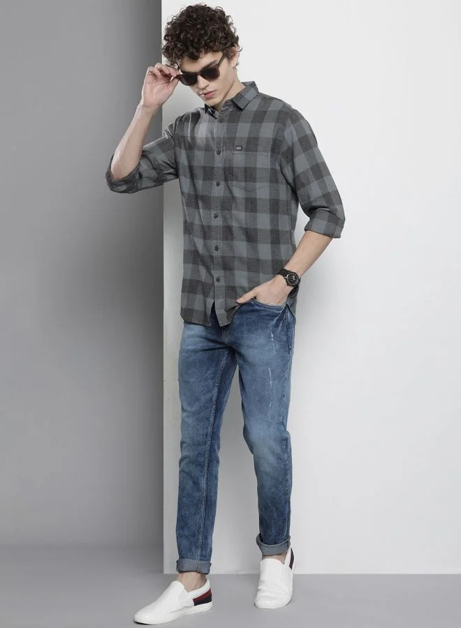 The Indian Garage Co Men Regular Fit Checkered Full Sleeves Spread Collar Casual Shirt