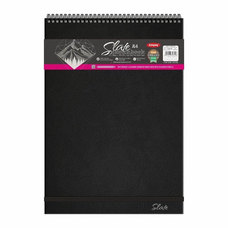 Anupam Slate Sketch Book A4 Spiral Bound Drawing Book Acid Free Paper 140 GSM for Artists, Professional (40 Sheets, 80 Pages) - Image 4