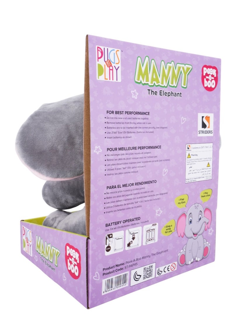 PUGS AT PLAY - Pugs At Play Peek A Boo Manny 10-Inches, Battery Operated | Interactive Plush Toy - Image 1