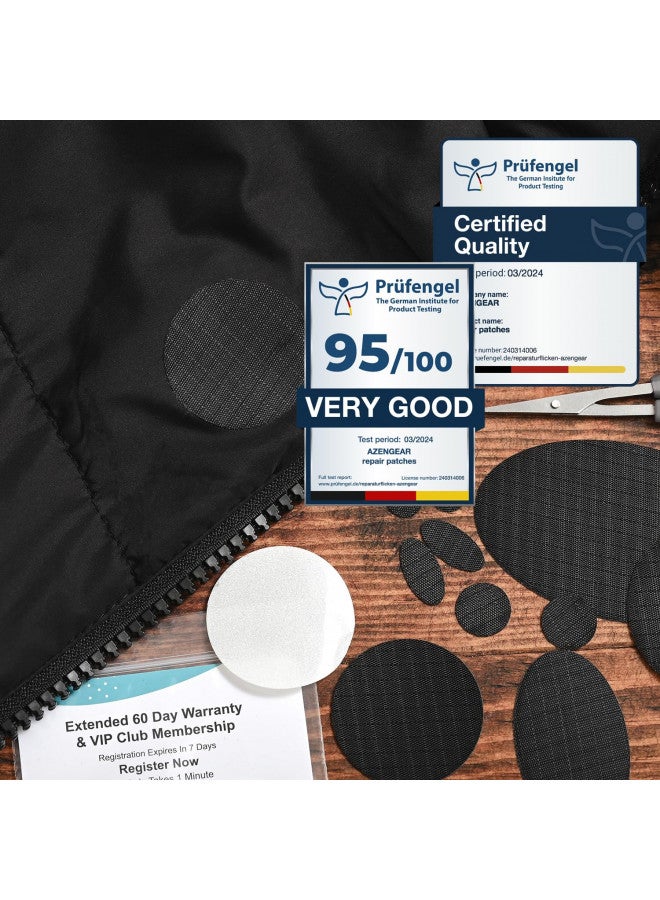 aZengear Repair Patches for Down Jackets - Waterproof, Pre-Cut, Self-Adhesive, Tear-Cold-Heat-Resistant Nylon Polyester Fabric to Fix Puffer Coats, Gear, Tents (11 Pieces, Solid Black) - Image 3