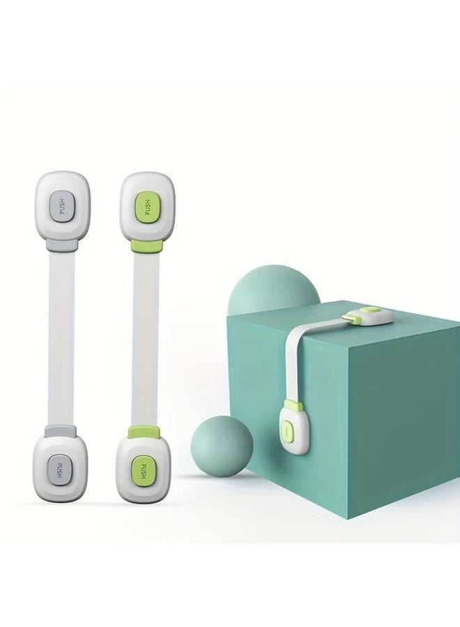 2pcs Grey Plastic Safety Locks Anti Pinch Hand Protection For Drawers Cabinet - Image 3