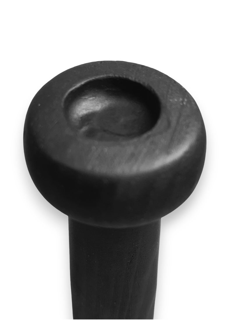 Generic - Two piece candlestick set made of artificial marble in the shape of a black wood fruit - Image 1