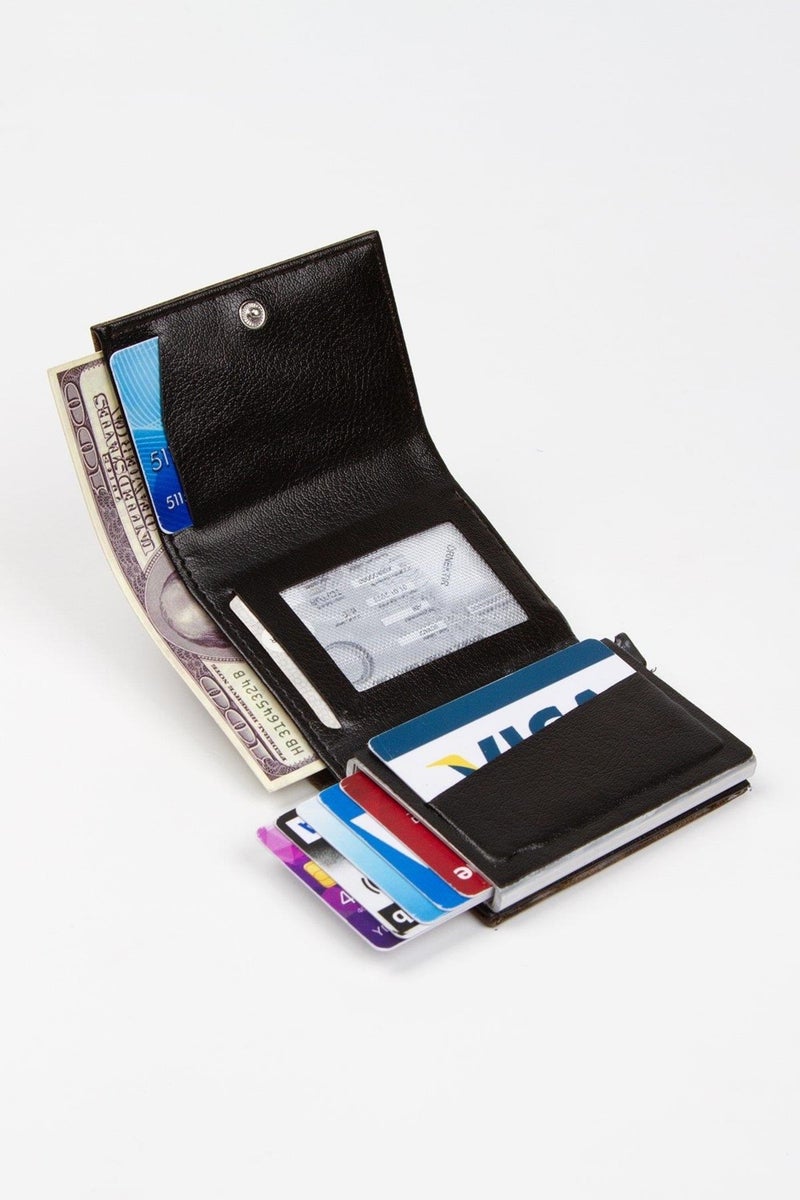 Newish Polo Brown Crazy Artificial Leather Automatic Mechanism Card Holder Wallet  - Image 3