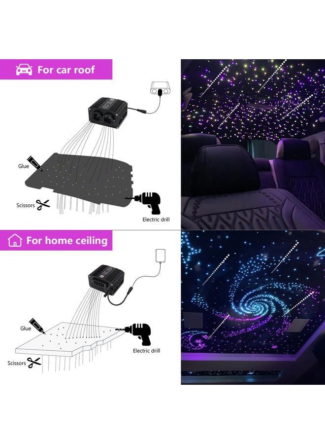 azimom Dual Color 700pcs 0.03in 9.8ft Twinkle Fiber Optic Starlight Headliner+ Pure White Meteor 240pcs Shooting Star, Sound Mode APP& Remote Control 2 in 1Starlight Meteor Kits for Car Home Ceiling - Image 5