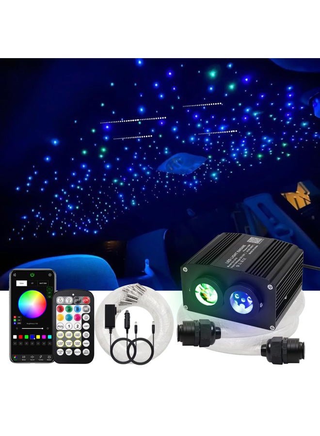 azimom Dual Color 700pcs 0.03in 9.8ft Twinkle Fiber Optic Starlight Headliner+ Pure White Meteor 240pcs Shooting Star, Sound Mode APP& Remote Control 2 in 1Starlight Meteor Kits for Car Home Ceiling - Image 1