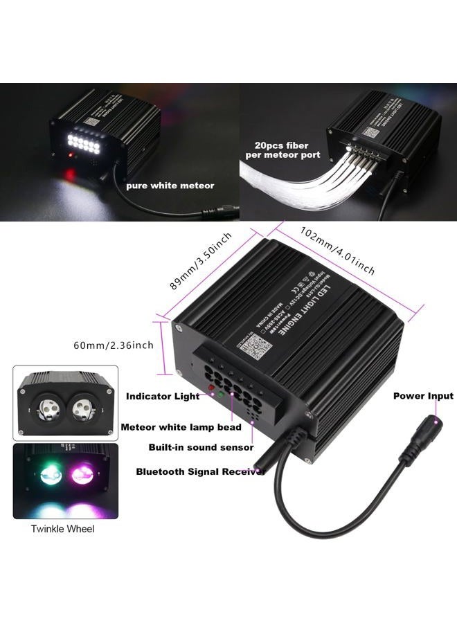 azimom Dual Color 700pcs 0.03in 9.8ft Twinkle Fiber Optic Starlight Headliner+ Pure White Meteor 240pcs Shooting Star, Sound Mode APP& Remote Control 2 in 1Starlight Meteor Kits for Car Home Ceiling - Image 3