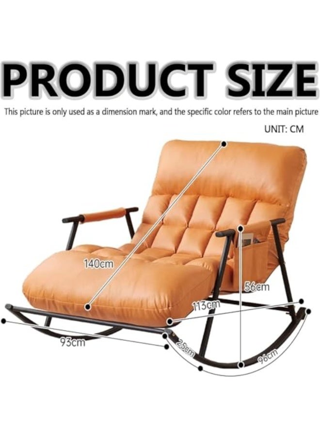 جين فان ل أنا كرسي هزاز مزدوج حديث للاستخدام الداخلي مع وسادة، كرسي هزاز قابل للتهوية لغرفة النوم، كرسي استرخاء خارجي للحديقة مع مساند للذراعين - Image 1
