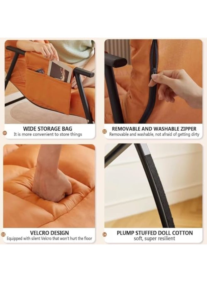 جين فان ل أنا كرسي هزاز مزدوج حديث للاستخدام الداخلي مع وسادة، كرسي هزاز قابل للتهوية لغرفة النوم، كرسي استرخاء خارجي للحديقة مع مساند للذراعين - Image 5