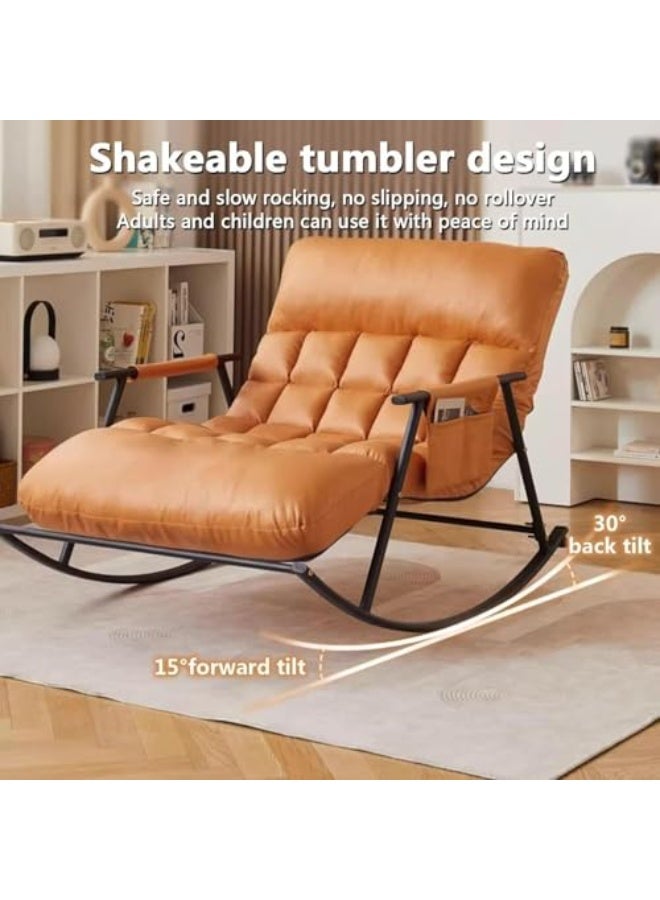 جين فان ل أنا كرسي هزاز مزدوج حديث للاستخدام الداخلي مع وسادة، كرسي هزاز قابل للتهوية لغرفة النوم، كرسي استرخاء خارجي للحديقة مع مساند للذراعين - Image 4