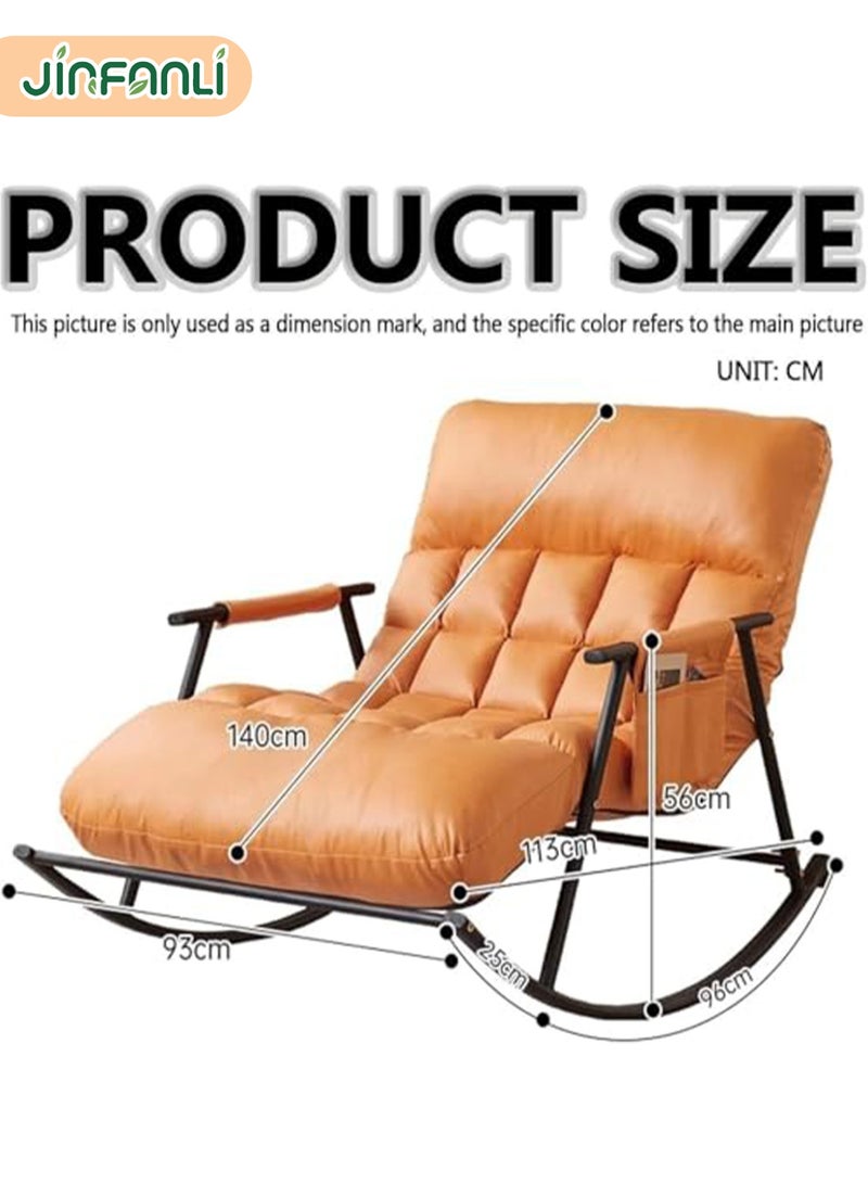 JINFANLI Modern Indoor Double Leisure Rocking Chair Sofa Lounger with Cushion,Breathable Bedroom Rocking Chair Outdoor Garden Recliner with Armrests - Image 2