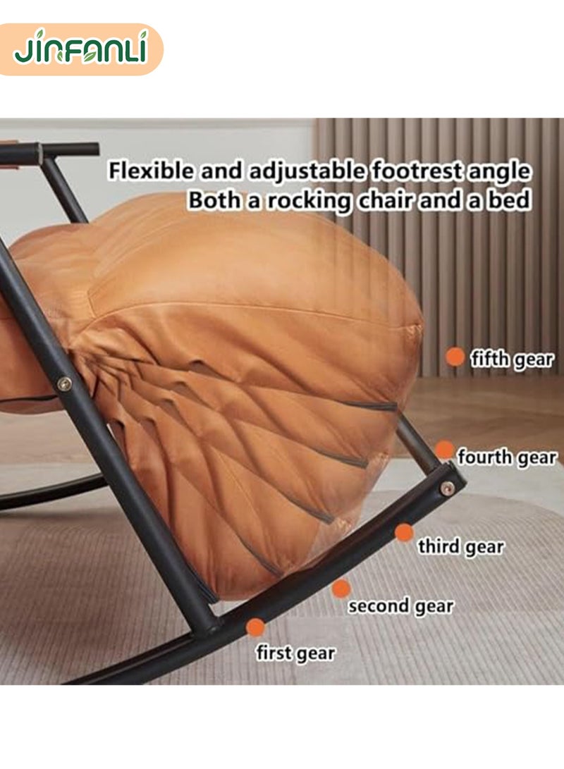 JINFANLI Modern Indoor Double Leisure Rocking Chair Sofa Lounger with Cushion,Breathable Bedroom Rocking Chair Outdoor Garden Recliner with Armrests - Image 4