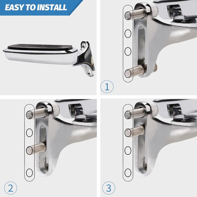 Yikesai Motorcycle Passenger Floorboards - Chromed Streamline Street Glide Footboards with Mount Bracket Kits Replacement for Road King Street Glide Electra Glide Touring Models 1993-2022 - Image 5