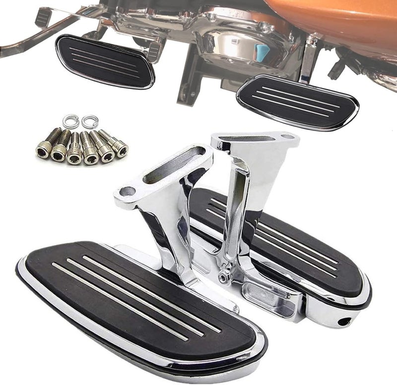 Yikesai Motorcycle Passenger Floorboards - Chromed Streamline Street Glide Footboards with Mount Bracket Kits Replacement for Road King Street Glide Electra Glide Touring Models 1993-2022 - Image 1