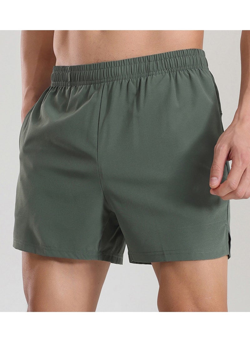 Mens Solid Daily Gym Sports Shorts Quick-dry Running Fitness Outdoor Leisure Short Pants Breathable Drawstring Shorts With Phone Bag - Image 1