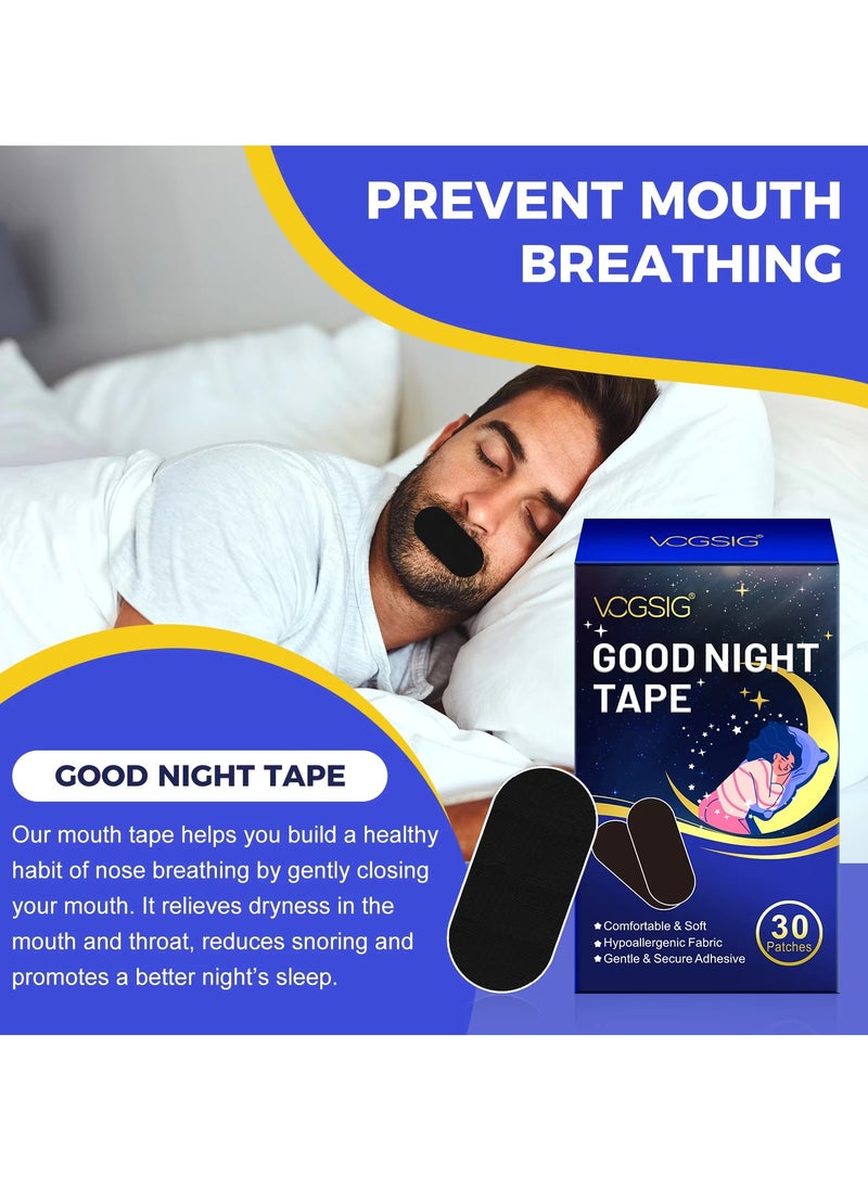 VOGSIG - 30 Patches Good Night Tape Mouth Tape Sleep Strips Soft and Comfortable Gentle and Secure Adhesive Sleep Mouth Tape Anti Snoring Less Mouth Breathing Odour Free Sleep Strips Mouth Tape - Image 1