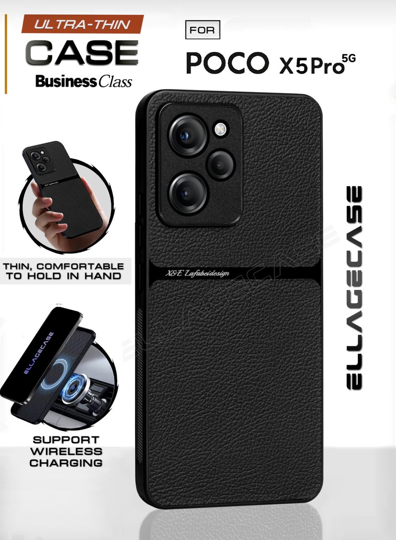 ELLAGECASE Business Class Case for Xiaomi Poco X5 Pro 5G, Ultra-Thin, Built-in Magnetic Plate, Wireless Charging, Shockproof, Full Camera Lens Protection - Image 1