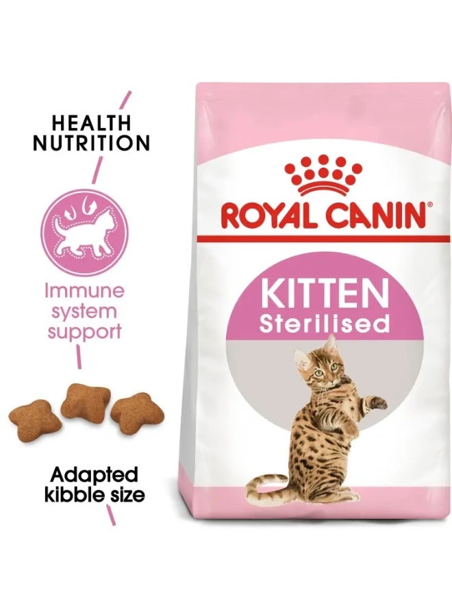 Royal Canin Feline Health Nutrition Kitten Sterilised Kitten Sterilised Dry Cat Food Bag 2kg - Image 1