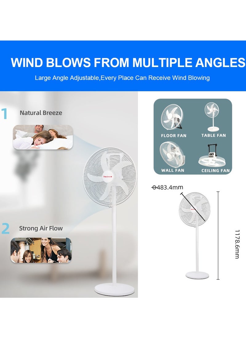 18 Inch Rechargeable Oscillating Fan Table Fan Wall Fan Floor Fan Ceiling Fan With 4 SMD LED Light