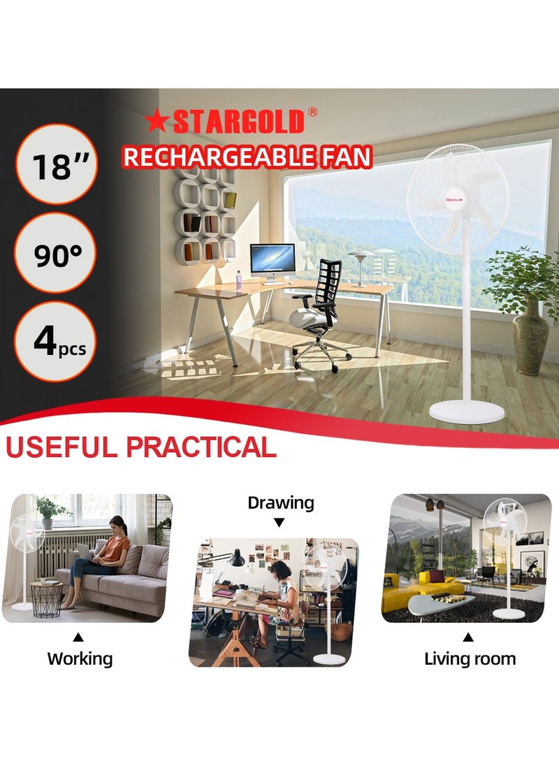18 Inch Rechargeable Oscillating Fan Table Fan Wall Fan Floor Fan Ceiling Fan With 4 SMD LED Light