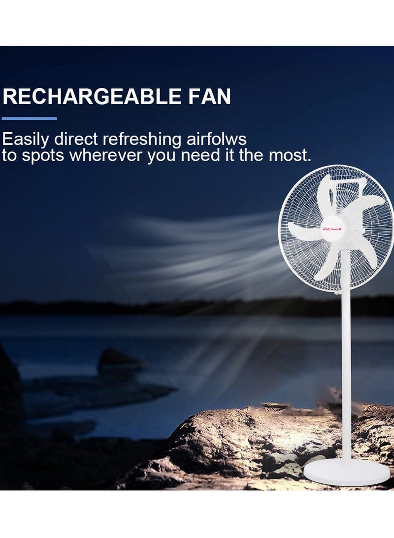 Stargold 18" Rechargeable Fan 5 in 1 Oscillating 10000mAh Lithium Battery, 4 SMD  LED Light, Up to 10 Hours Backup, Portable Rechargeable Fan 220-240V - Image 3