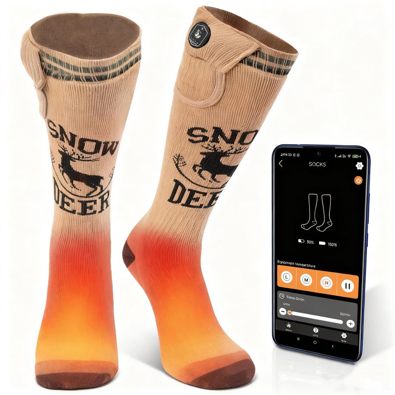 SNOW DEER Hunting Heated Socks with App Control for Men Women, Rechargeable Electric Heating Warm Sock for Motorcycle Hunting Ski Hiking Cold Winter Work Washable - Image 1