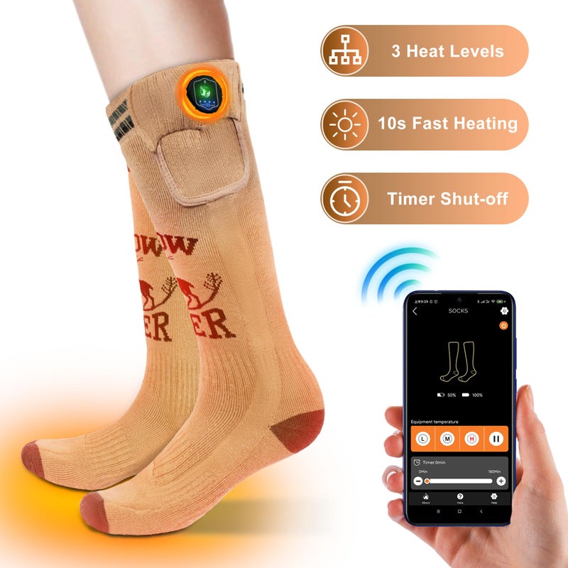 SNOW DEER Hunting Heated Socks with App Control for Men Women, Rechargeable Electric Heating Warm Sock for Motorcycle Hunting Ski Hiking Cold Winter Work Washable - Image 2