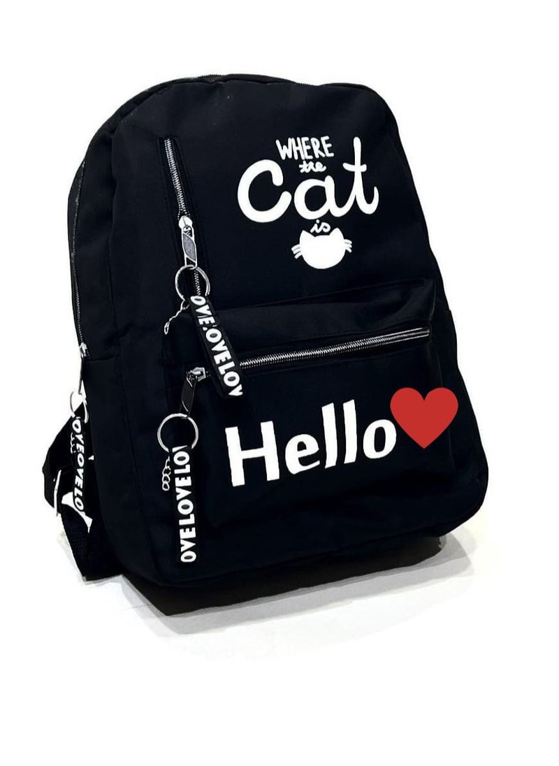 Brand Stores Casual Trendy Backpack For Girls - Black  - Image 1