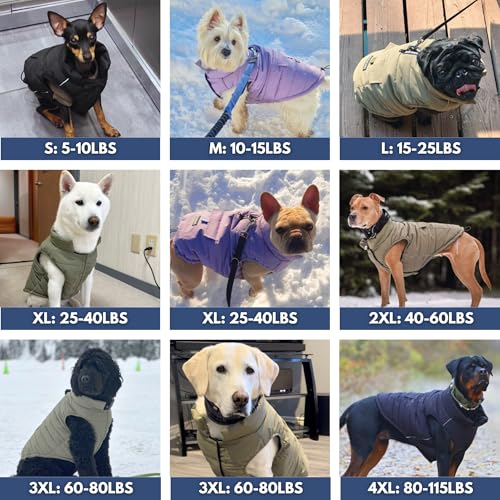 Spark Paws Dog Winter Jacket WaterResistant Coat Warm Reflective Windproof FleeceInterior for Medium and Large Dogs Lilac 3XL - Image 3