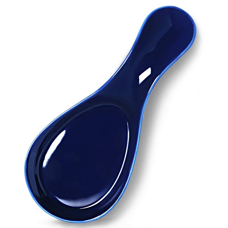 GDCZ Porcelain Spoon Rest - Large Spoon Holder Utensil Rest for Kitchen Counter Stove Top, Navy - Image 1