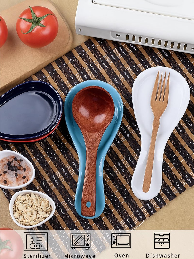 GDCZ Porcelain Spoon Rest - Large Spoon Holder Utensil Rest for Kitchen Counter Stove Top, Navy - Image 3