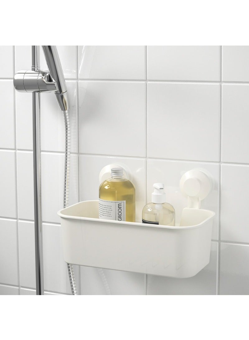Basket with Suction Cup – White | Bathroom Wall Storage - Image 3