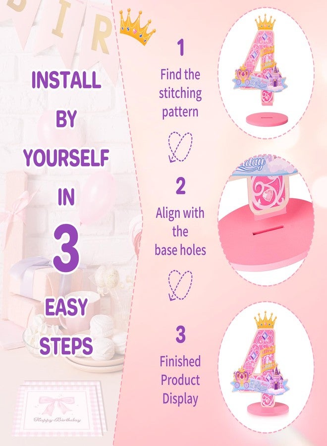 Nuesaurd Princess Wooden Centerpieces for Tables Princess Theme Party Decorations Princess Birthday Number Sign Party Centerpieces for Table Decoration Princess Birthday Party Decorations - Image 5