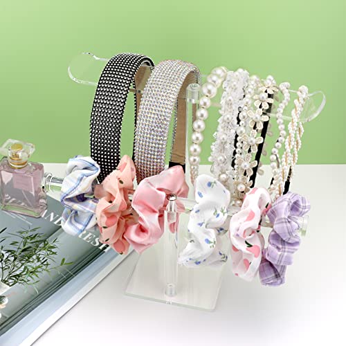 Bigfety Acrylic Headband Holder, 2-Tier Hair Accessories Organizer Clear Stand for Girls - Image 2