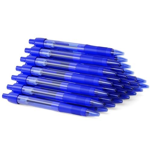 deegtran Pens Bulk, 30 Pack No Bleed Blue Ink Click Pens with Soft Grip, Wholesale Retractable Ballpoint Pens for Office School, Medium Point Smooth 1.0MM - Image 1