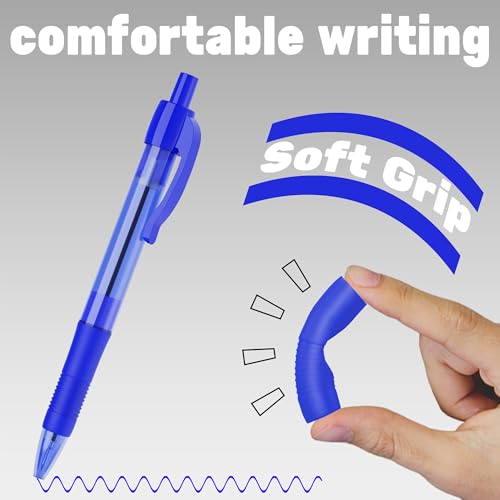 deegtran Pens Bulk, 30 Pack No Bleed Blue Ink Click Pens with Soft Grip, Wholesale Retractable Ballpoint Pens for Office School, Medium Point Smooth 1.0MM - Image 4