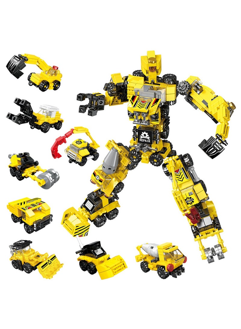 8 Boxes Of Engineering Mecha Series Small Particle Assembly Building Blocks 8 Shapes Of Combination Mecha Children's Educational Toys Suitable For Boys And Girls  - Image 2
