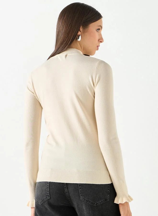 2Xtremz 2Xtremz Ribbed Funnel Neck Sweater with Long Sleeves