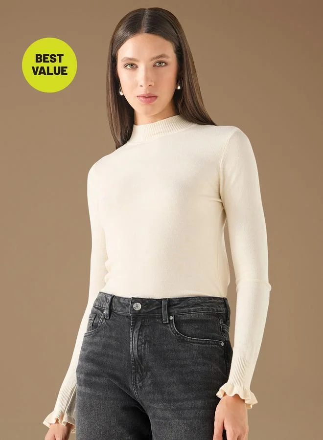 2Xtremz 2Xtremz Ribbed Funnel Neck Sweater with Long Sleeves